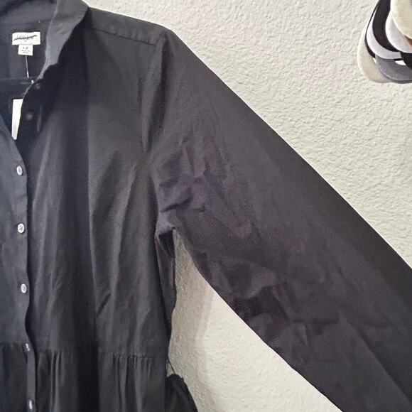 NEW J. Crew Long-sleeve Poplin Shirt-dress Black Sz 12 Large Minimalist Capsule - Picture 6 of 12